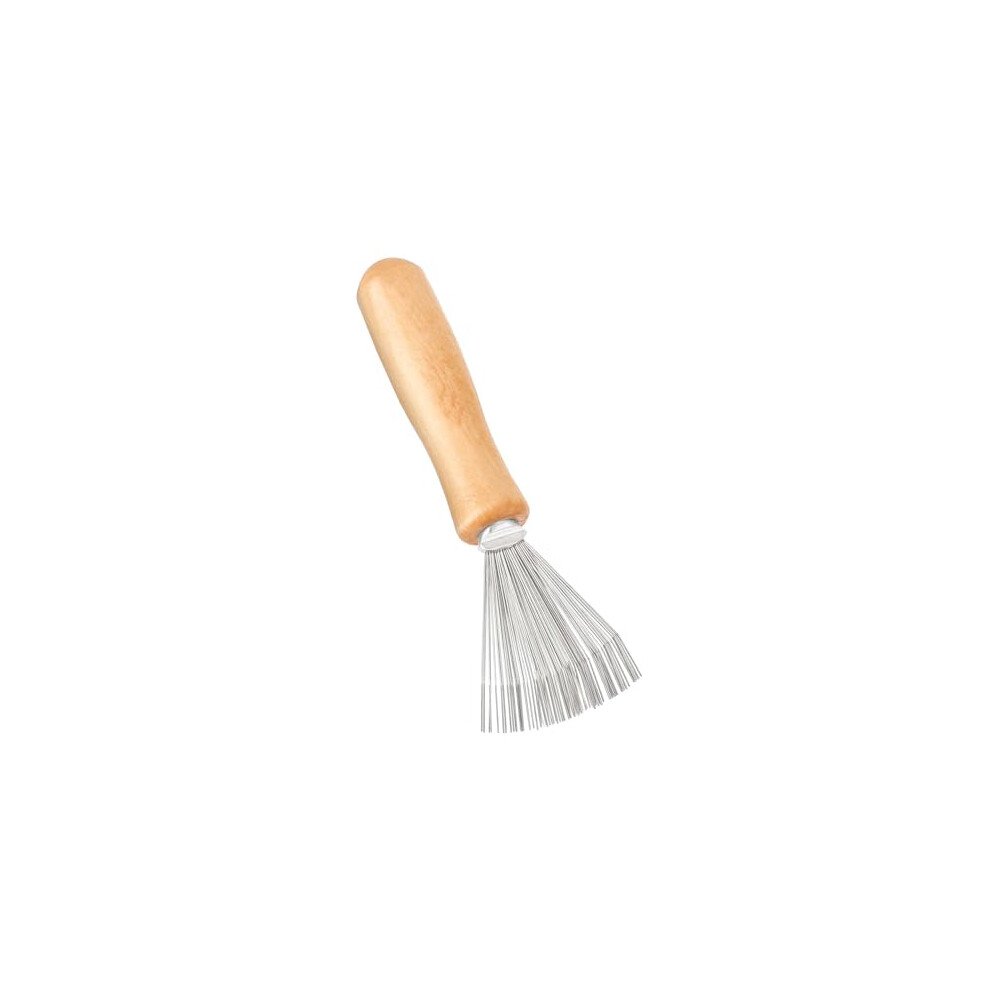 Metal Rake Hair Brush Cleaner with Wooden Handle for Fast Hair Removal and Easy Brush Maintenance