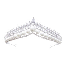 Vintage Crystal Pearl Bridal Tiara with Sparkling Rhinestones, Elegant Wedding Crown for Brides