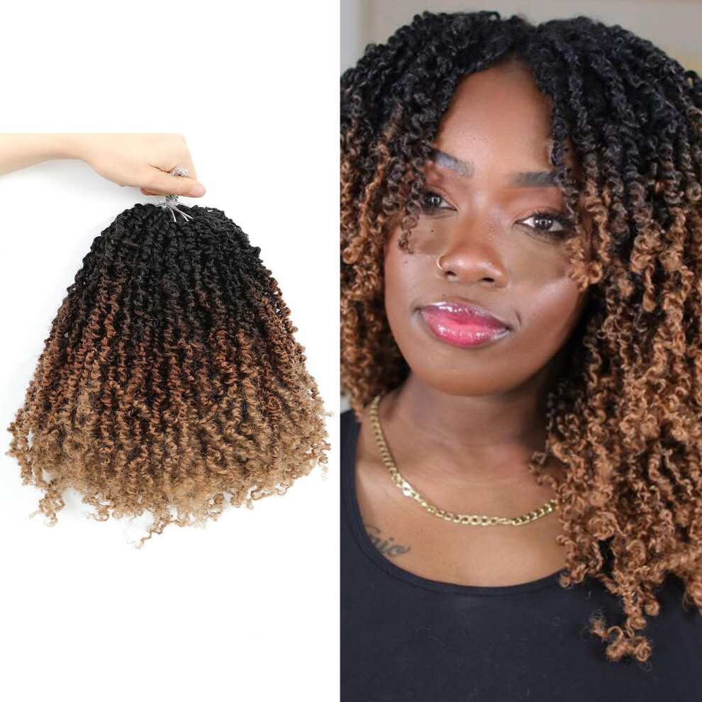 Unisex Black 8 Inch Prelooped Yaky Twist Crochet Hair Extensions 1B/30/27 Bohemian Passion Braids For Women
