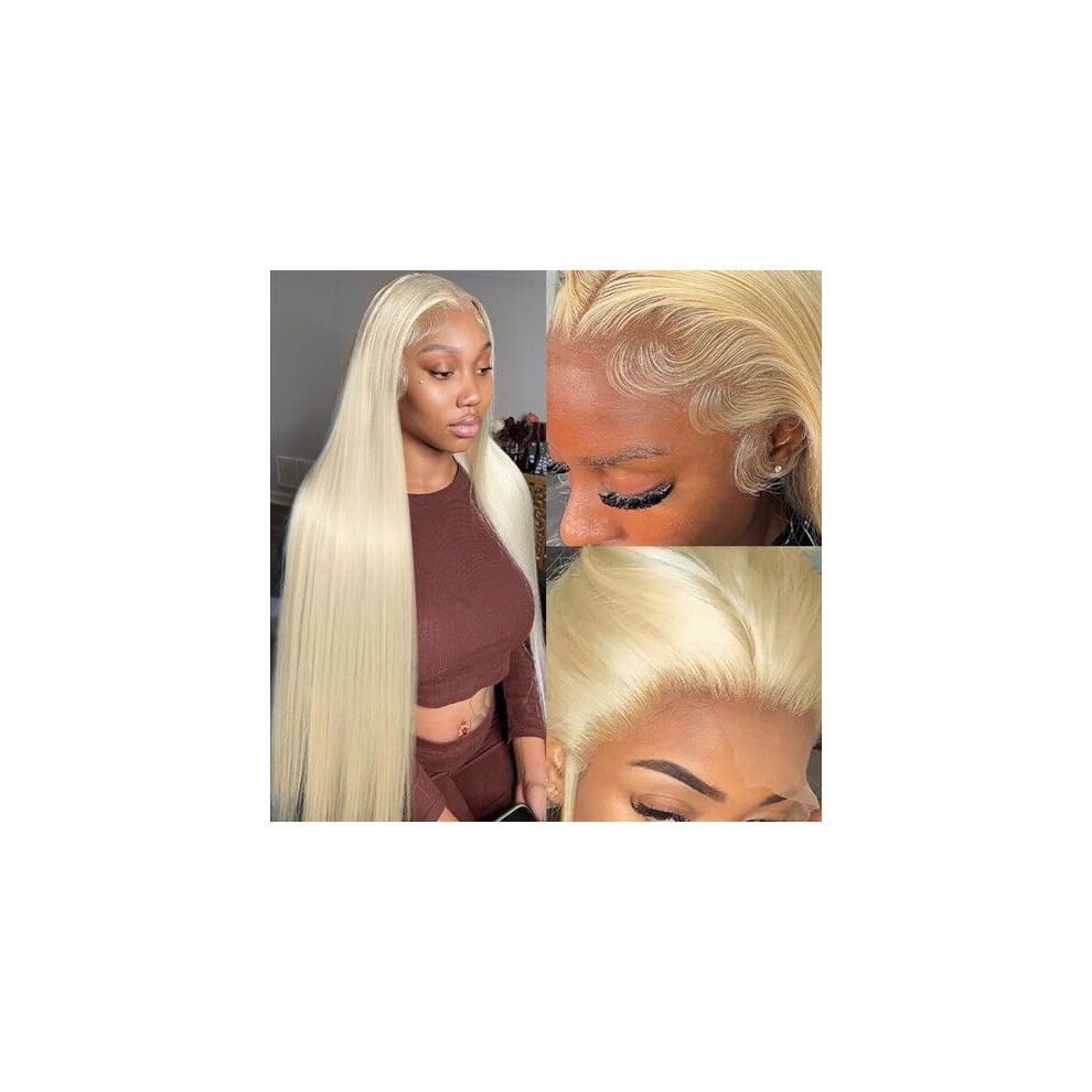 613 Blonde Human Hair Wig Brazilian Transparent Lace Front 13x4 180% Density 71cm Long