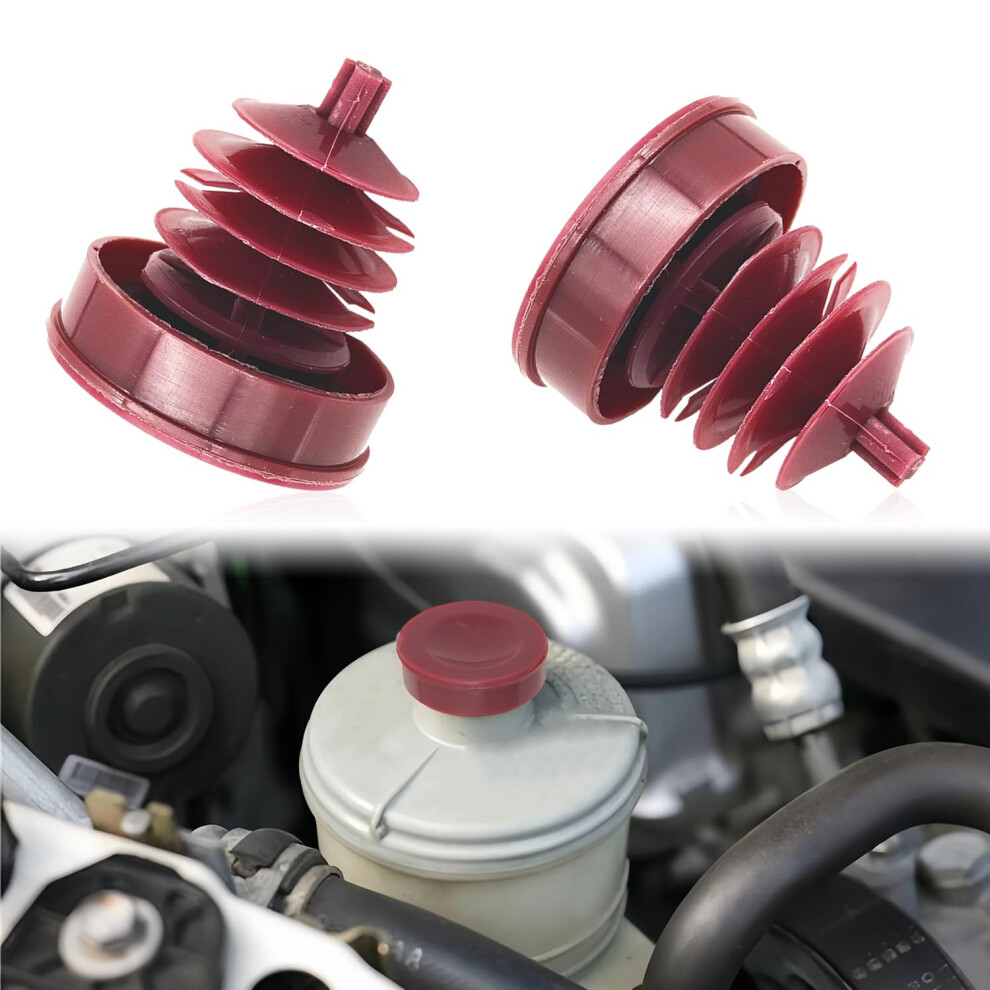 2Pcs Power Steering Reservoir Cap Oem 53697Sb3952 For Honda Acura Leak Prevention Direct Fit Red 9164114211064