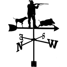 Weather Vane with Black Hunter Ornament, Rustproof Garden Wind Direction Indicator for Farmhouse Roof and Yard