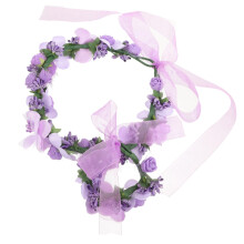 Floral Headband and Wrist Corsage Set for Wedding or Beach Photoshoot, Realistic Purple Rose Design