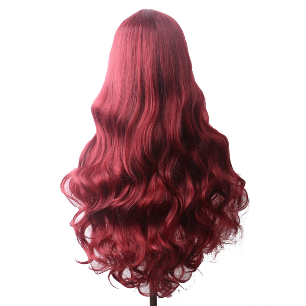 28 Inch Long Wavy Wig for Women, Ombre Cosplay Synthetic Wig with Middle Part and Adjustable Fit Cap
