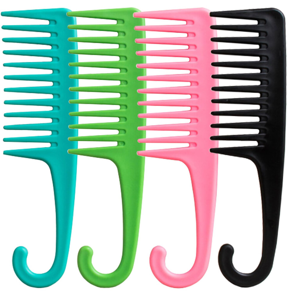 Carbon Fiber Hair Comb Set 4Pack, HeatâResistant Wide and Fine Tooth Combs for All Hair Types, Professional Styling Tools #C319 Color02