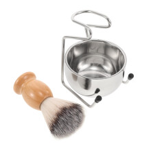 Wet Shaving Kit Stainless Steel Brush Bowl and Stand with Soft SkinFriendly Bristles for Men