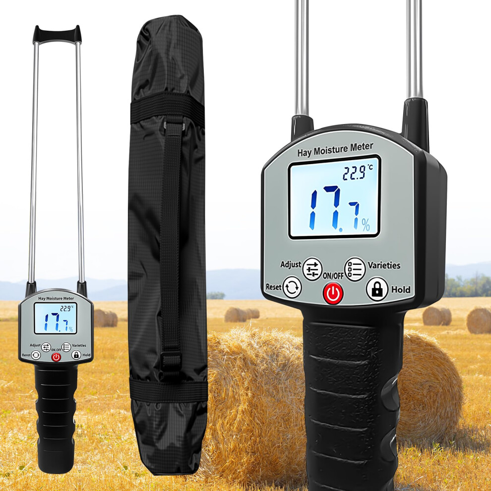 Hay Moisture Meter With Dual Probe, Accuracy Digital Tester For Bales, Alfalfa And Grass 9164114211651