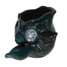 Outdoor Fountain Decoration Ceramic Lotus Waterfall Spout for Garden Pond Easy Installation Green