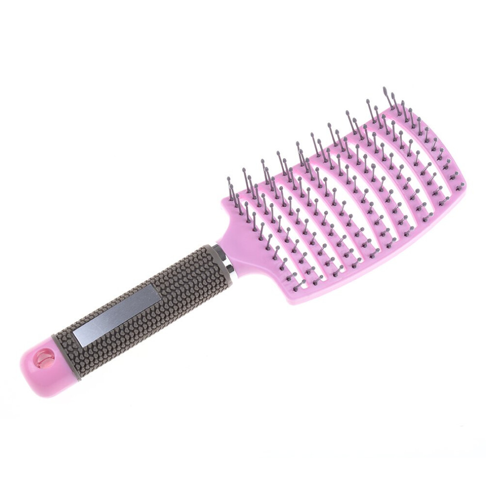 Pink Detangling Hair Brush With Gentle Scalp Massage, Antistatic Curved Vented Design For Wet Hair,