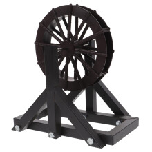 Water Wheel Fountain with Steel Frame, Rotating Water Feature for Indoor Outdoor Home Decor