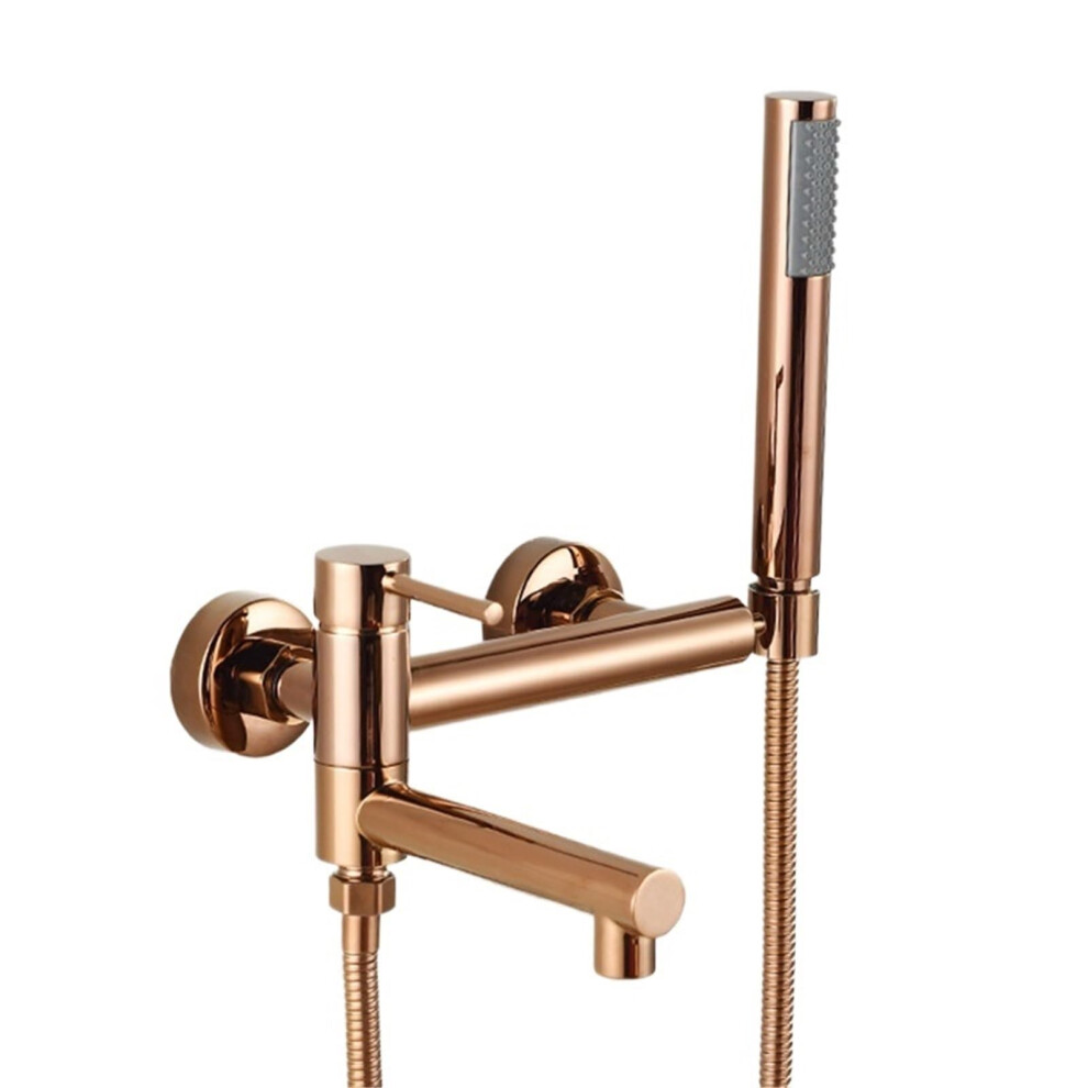 Gun Grey Wall Mounted Bathtub Shower Set With Rotatable Faucet And Rose Gold Bidet Mixer Tap 9164114147646