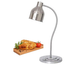 250W/500W Food Heat Lamp Commercial Buffet Warmer, Double Head Multi-Directional Adjustment, Silver for Pizza & Fried Chicken