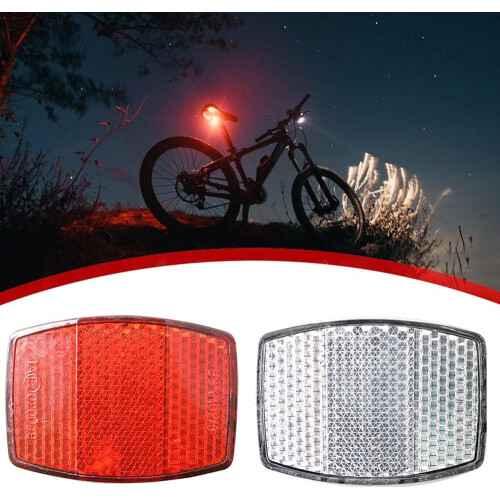 Handlebar Mount Bicycle Reflector with  Visibility Front Rear Warning Light, White 2