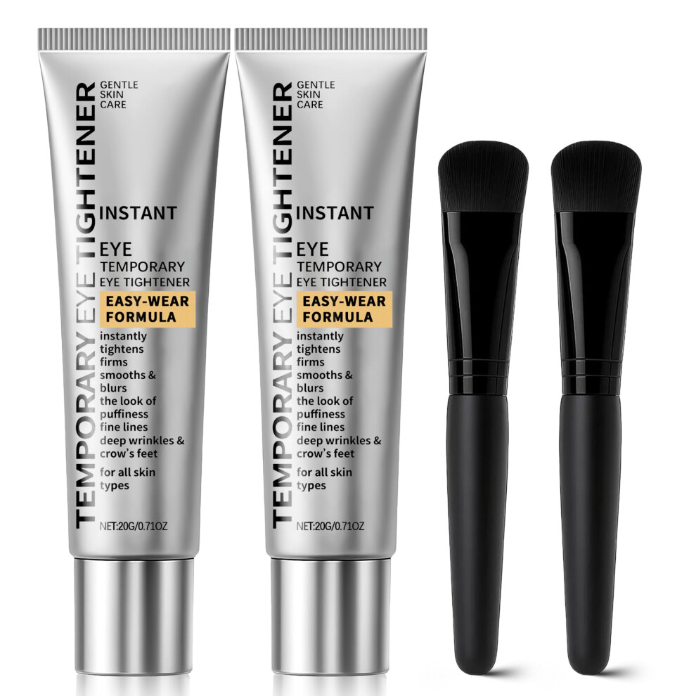 Cream 2Pcs Eye Tightener For Puffiness And Wrinkles With Dual Brush Applicators, Instant Firming Effect