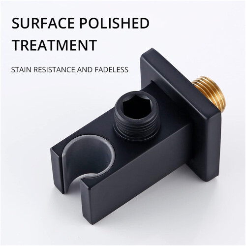 Solid Brass Matte Black Wall Mounted Square Hand Shower Holder Bracket for Bathroom 1