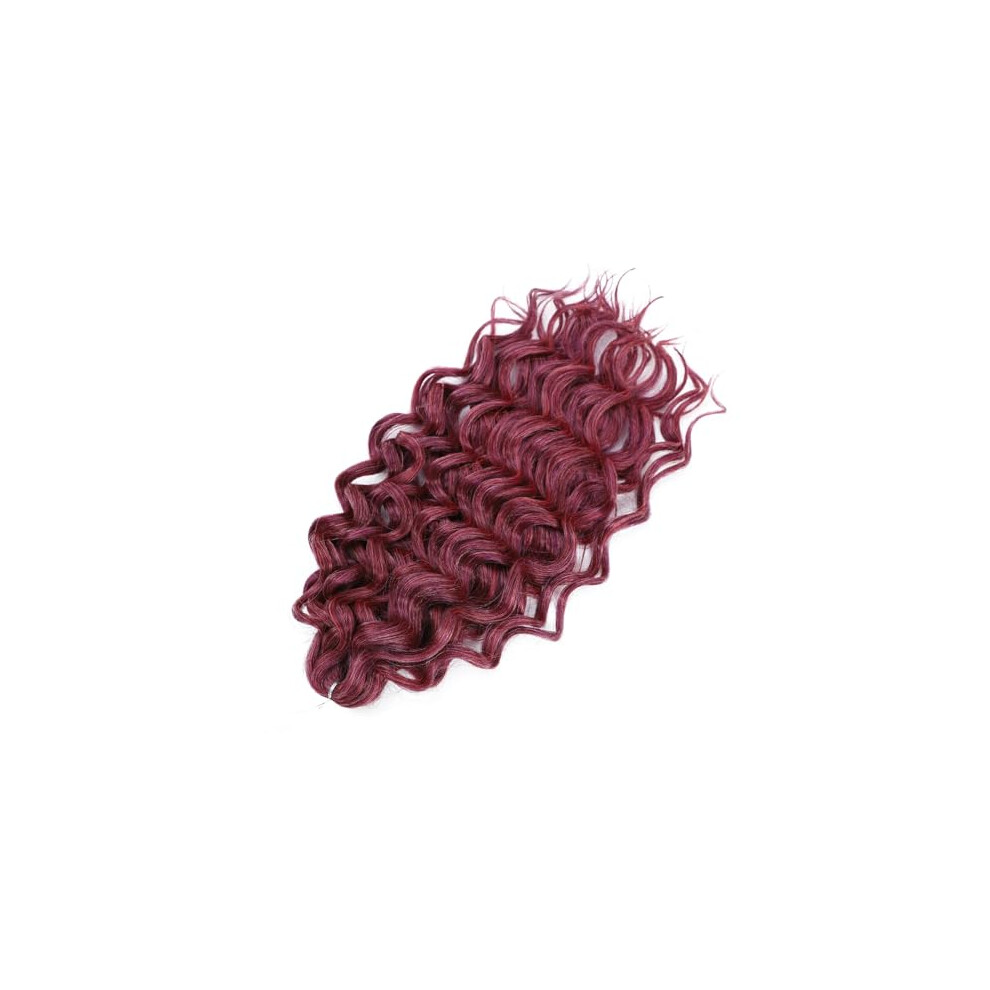 Unisex Red,Purple Synthetic Braiding Hair Extensions Ombre Wavy 24 Inch Prestretched Crochet Braids For Women Red Purple
