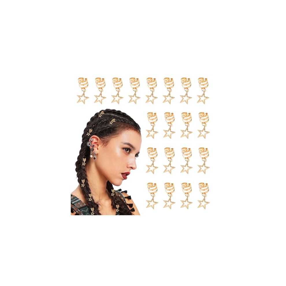 Unisex Gold Tone Dreadlock Hair Clips And Braid Cuff Beads, Adjustable Metal Accessories For Locs And Twists