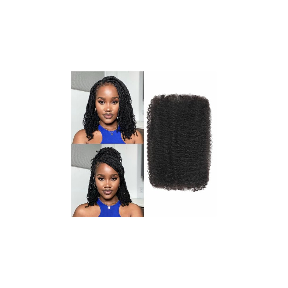 Afro Kinky Human Hair 4B/C Bulk Extensions for Locs Twists Braids Seamless Texture Match 36cm 1B