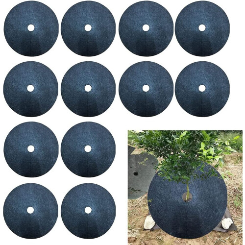 12pcs NonWoven Tree Mulch Ring Weed Control Mat for Root Protection and Moisture Retention 32cm 2