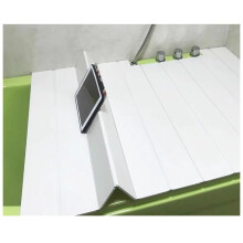 Bathtub Tray Cover PVC Foldable Insulation Lid Dust Board Bathroom Rack for Books Phone Tablet 80x138x0.6cm White