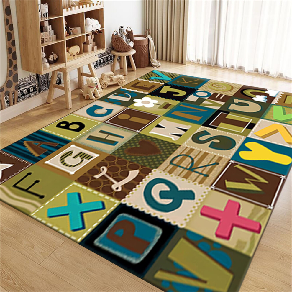 Kids Educational Rug 5x7ft with Alphabet and Numbers, Colorful Learning Carpet for Classroom and Nursery
