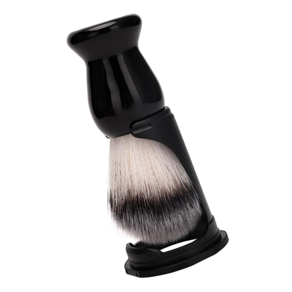 Black Beard Grooming Kit With Shaving Brush And Holder For Daily Beard Care, Soft Bristles,