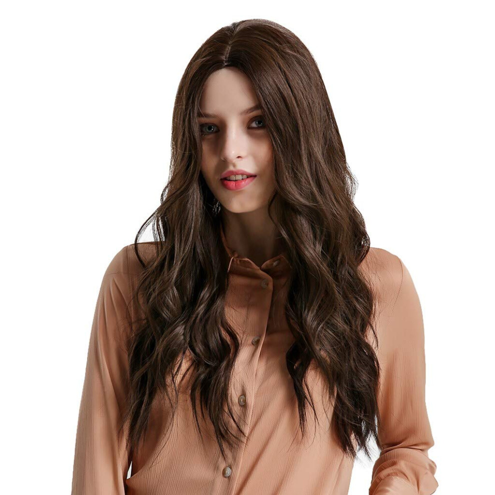 Unisex Brown Glueless Lace Front Wig For Women With Natural Hairline And Hd Middle Part
