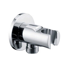 Brass Wall Mounted Handheld Shower Holder with Hose Connector and Angle Valve, Chrome 6