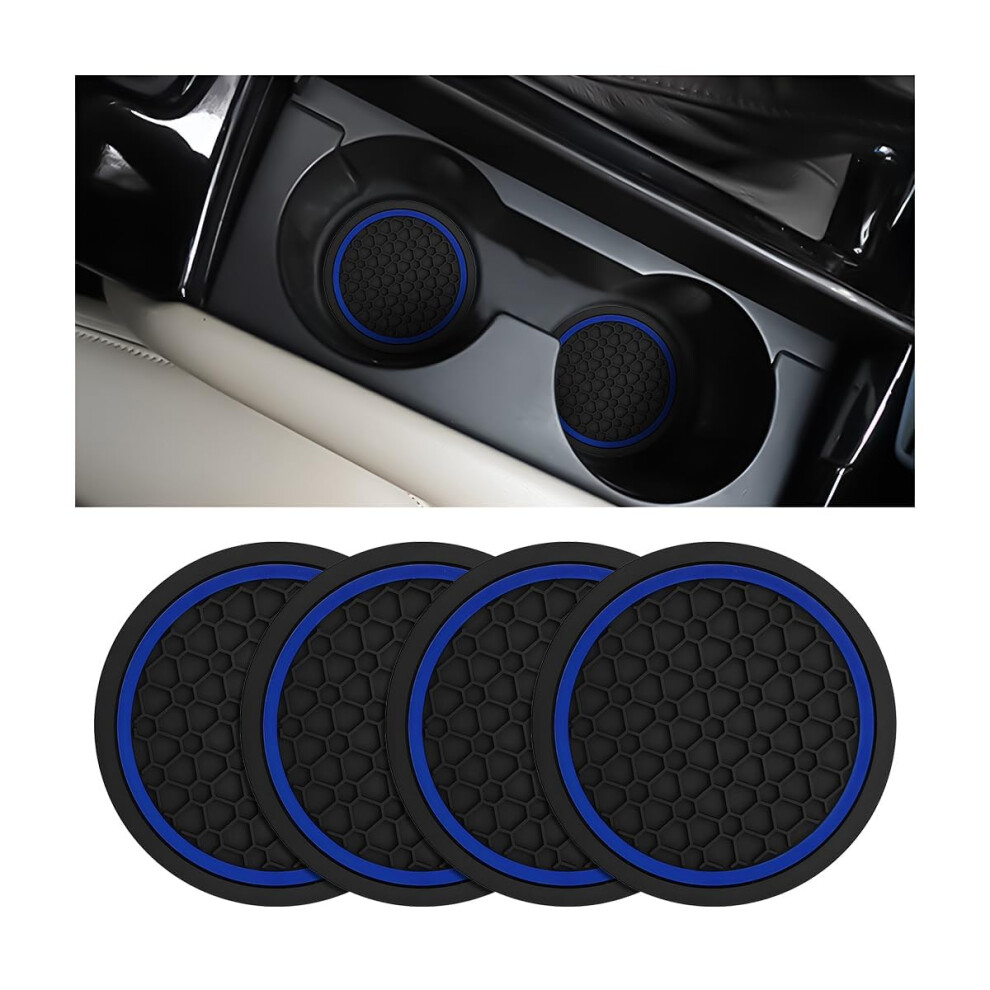 4 Pack Car Cup Holder Coasters For Chevy Suburban 20212025, Silicone Antislip Shockproof Mats Blue 9113335109285