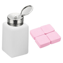 180ml Pump Dispenser Bottle for Nail Polish Remover and Alcohol with 200 Lint Wipes