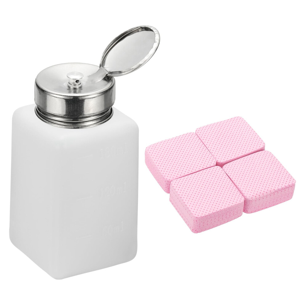 180ml Pump Dispenser Bottle for Nail Polish Remover and Alcohol with 200 Lint  Wipes