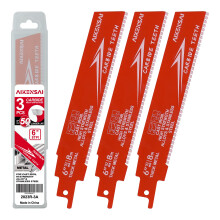 3Pack 6 Inch 8 TPI Carbide Reciprocating Saw Blades for Sawzall Thick Metal Cast Iron Alloy Steel