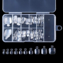 100pcs Fake Toenail Tips Clear Full Cover False Toenail Set with Storage Box for DIY Pedicure