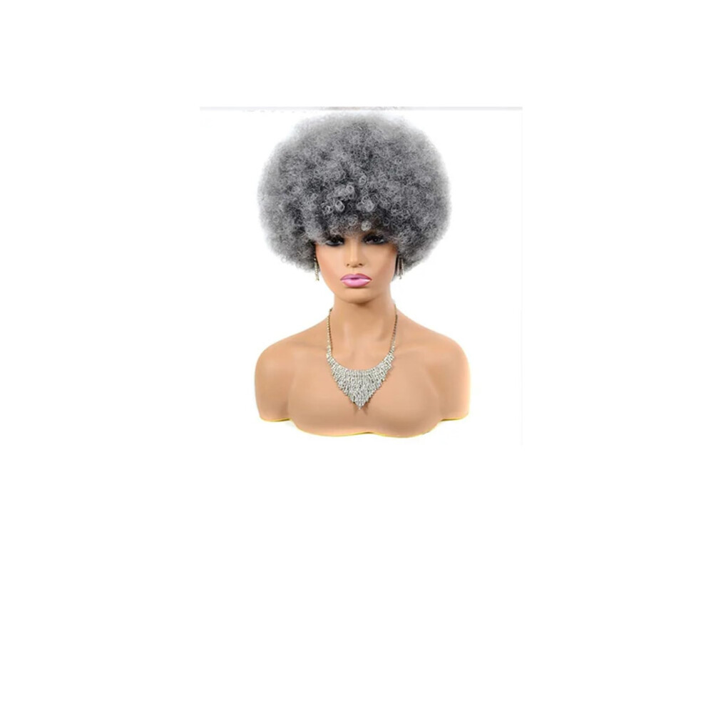 Unisex Curly Ponytail Bun 8 Inch Synthetic Afro Kinky Wig With Bangs For Women Natural Volume