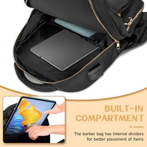 Professional Barber Backpack with Laptop Compartment, Waterproof Tool Bag with USB Charging Port 2