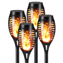Solar Halloween Lights Outdoor, 6 Pack LED Dancing Flame Torch Lights, Waterproof Tiki Torches for Yard and Garden