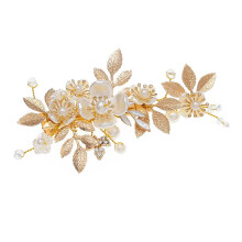 Wedding Hair Accessories Crystal and Pearl Bridal Hair Comb Elegant Gold Flower Hair Piece