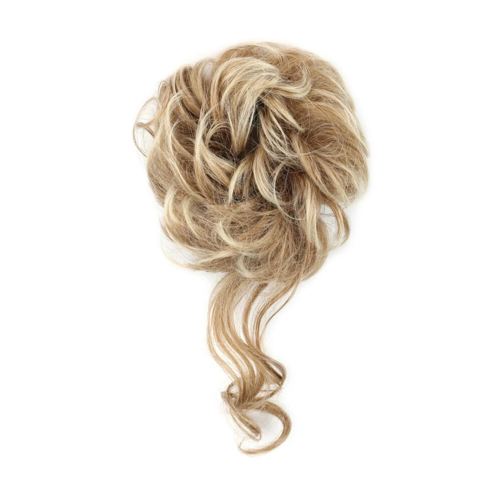 Unisex Curly Synthetic Hair Bun Extension 27T613 For Women, Lightweight Messy Chignon Hairpiece