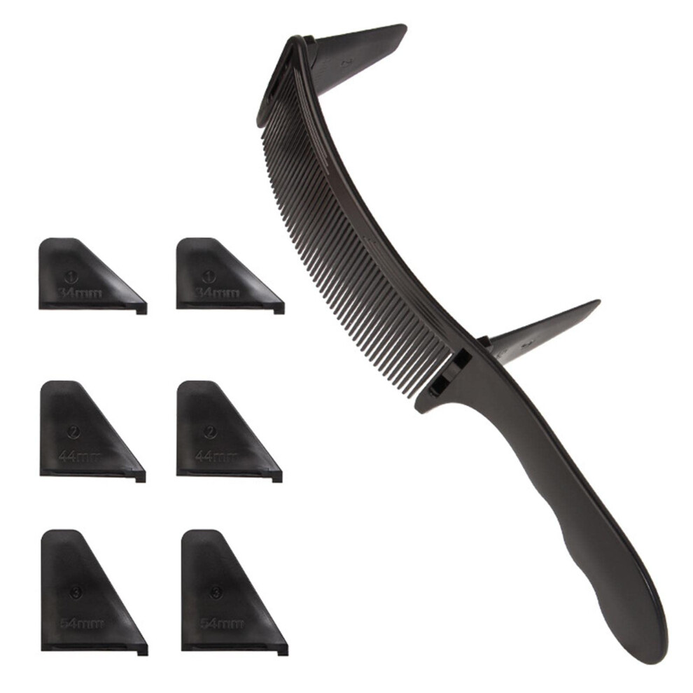Professional Curved Barber Comb with 6 Brackets for Precise Hair Cutting and Flat  Styling Black