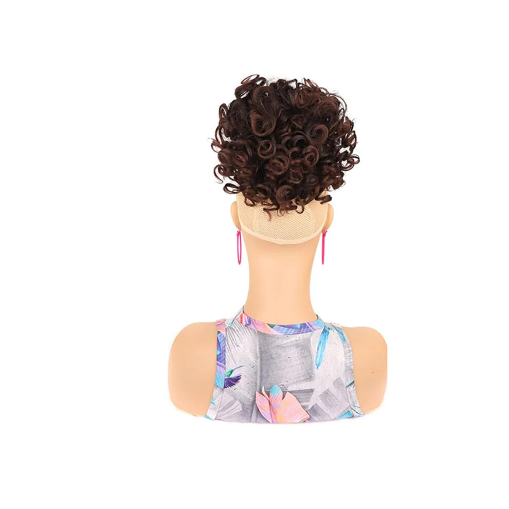 Afro Puff Drawstring Ponytail Synthetic Curly Hair Bun with Natural Look Clip In, Medium GN61BT33