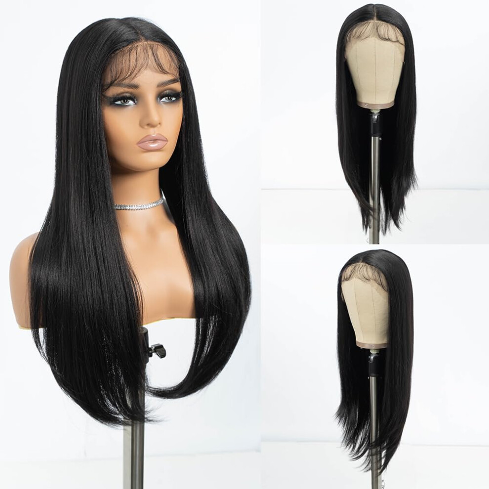 20 Inch Straight Synthetic Lace Front Wig for Women, Preplucked Natural Hairline, Heat Resistant
