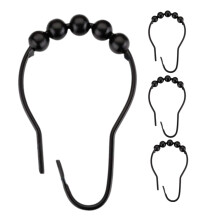Shower Curtain Rings Set of 4 with Roller Balls Heavy Duty Easy Clean Drape Hooks for Bathroom