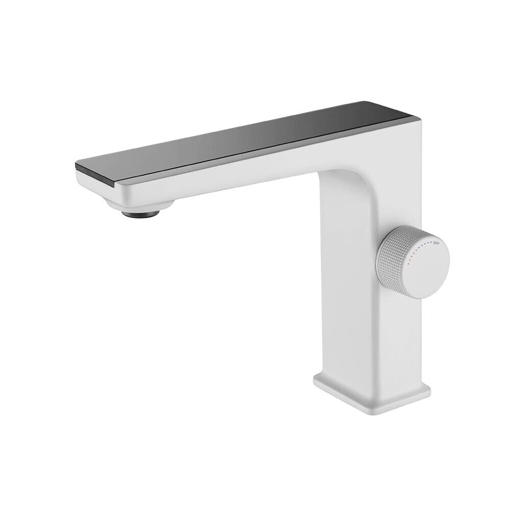 Gun Grey Brass Bathroom Basin Mixer Tap With Hot Cold Water, Deck Mounted, Led Temperature Display 9365369399624