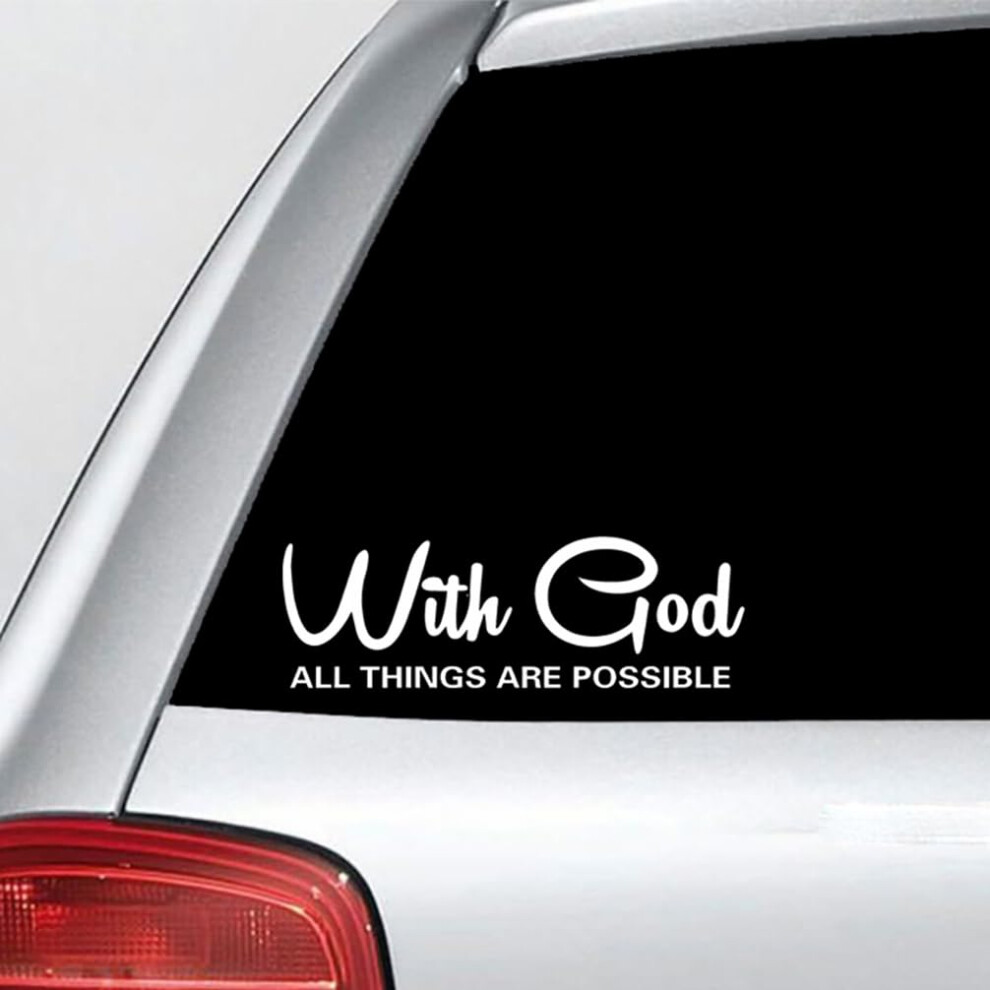 Christian Car Sticker With God All Things Are Possible Bible Verse Vinyl Decal 2Pack White 9365369399969