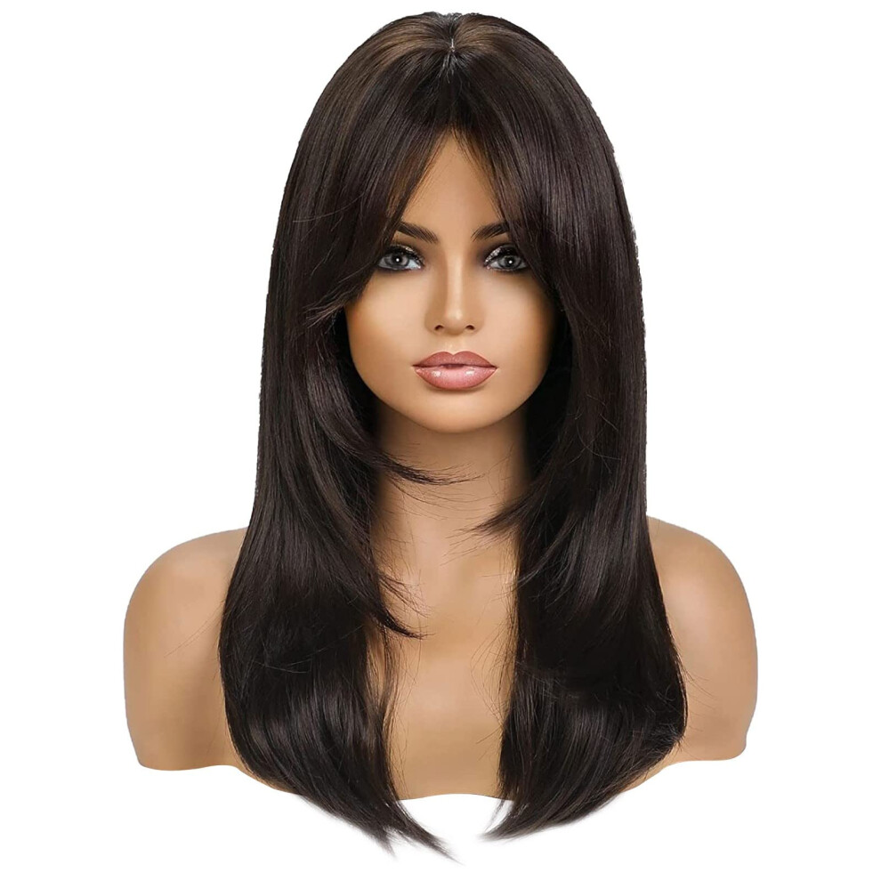 Unisex Black,Brown Brown Glueless Lace Front Wig For Black Women Pre Plucked Hd Lace Closure Middle Part Natural Hairline