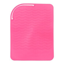 Curling Iron Mat Heat Resistant Silicone Non Slip Surface with Corner Strap for Hair Styling Tools Red