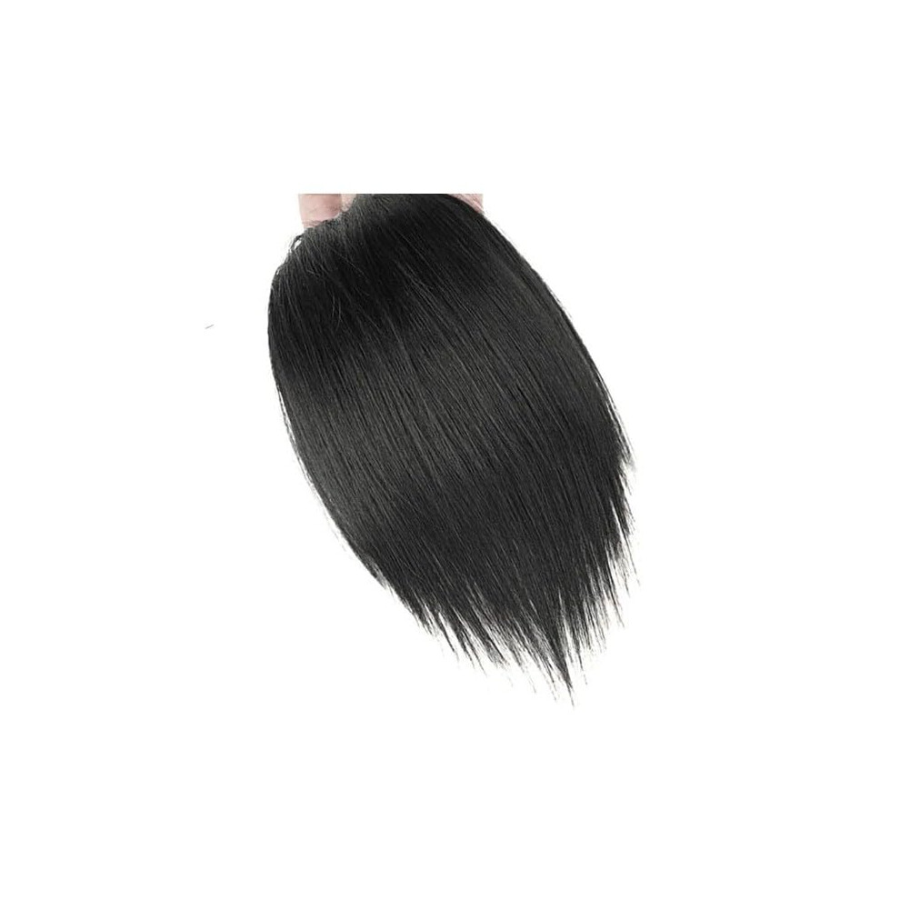 Unisex Black Seamless Hair Topper With Fringe For Women, 25Cm Clip In Hair Extension Piece