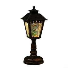 Christmas Snow Globe Lantern with LED Light and Music, Santa Claus Snowman Holiday Table Decor Black