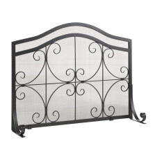 Fireplace Screen with Doors and Tools, Large Metal Mesh Guard with Spark Protection, Black 38.58x30.71