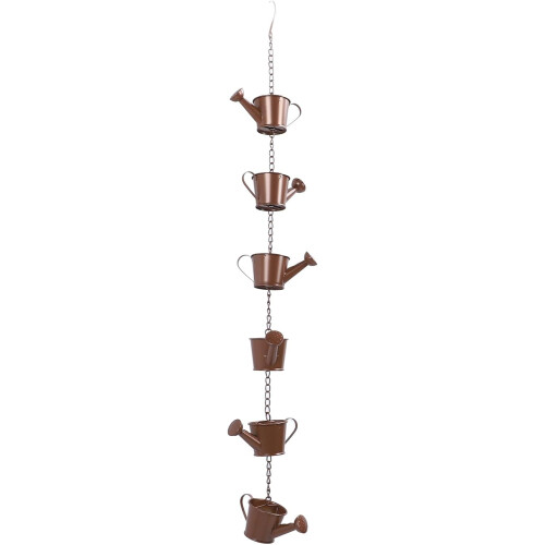Rain Chains for Gutters Rustproof Iron 6 Cup Decorative Rainwater Diverter for Garden Yard 2